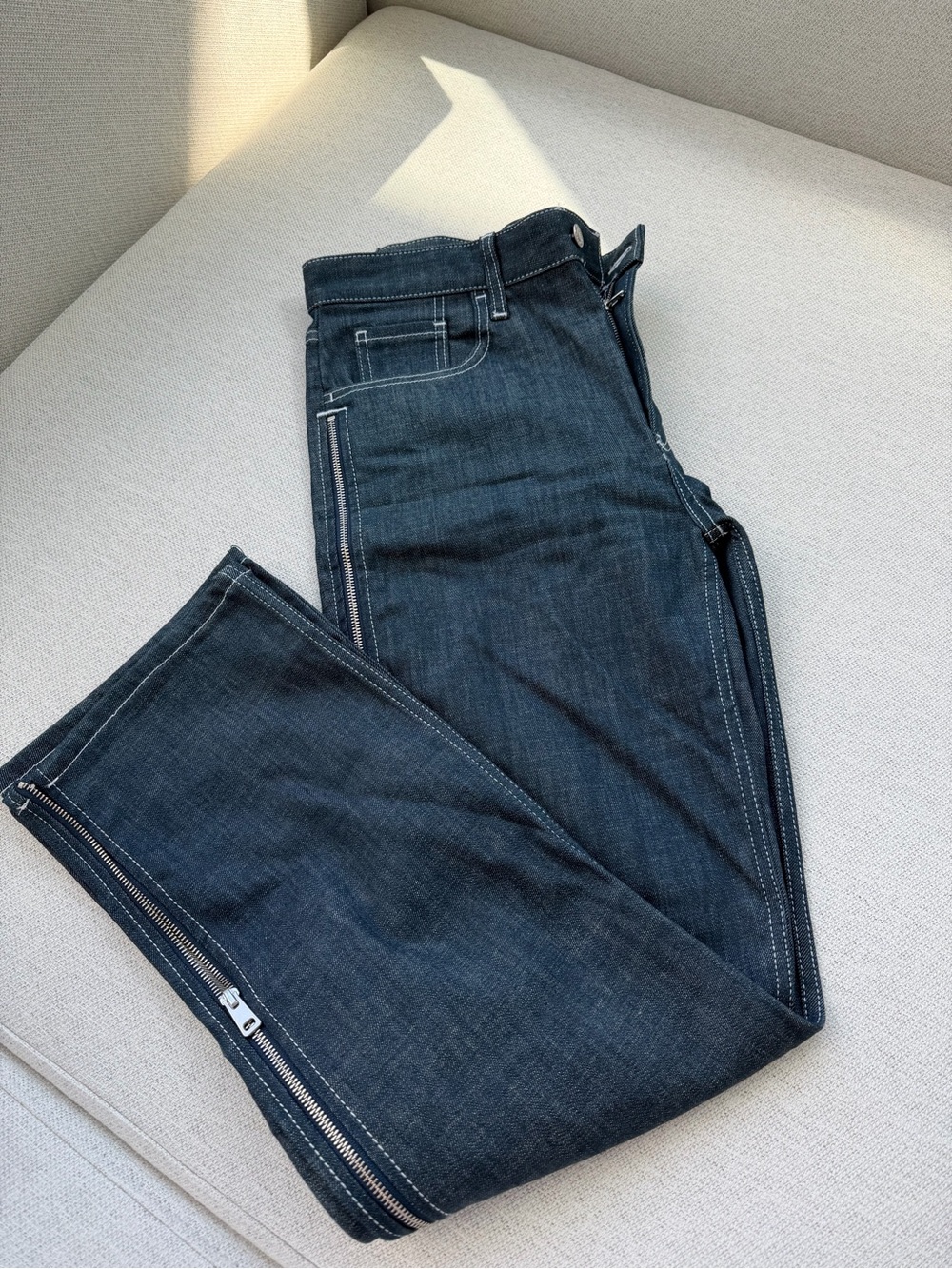 Zara Men’s Slim Straight Jeans Dark Indigo | Size 31 | Side Zips